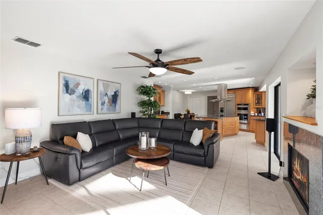 a view of a house with sitting area and furniture