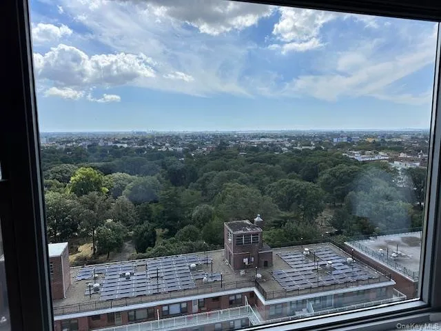 a view of a city from a balcony