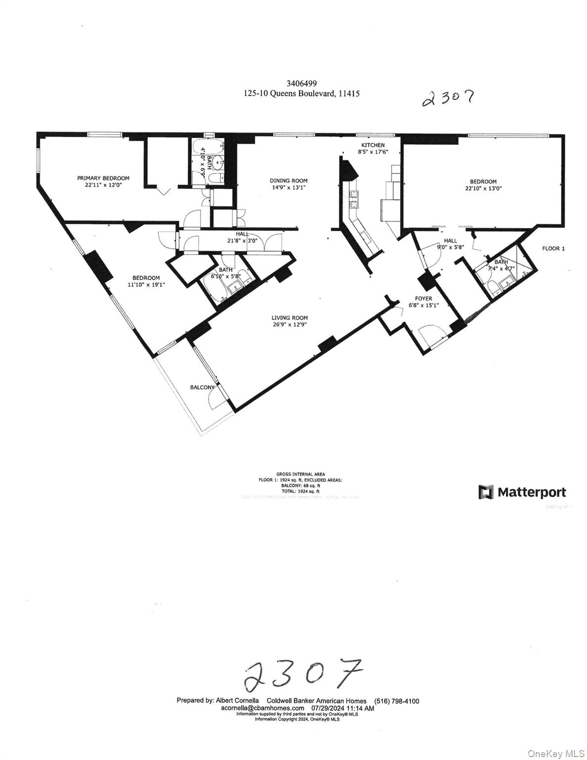 125-10 Queens Boulevard, Unit 2307 Queens, NY 11415 - Photo 25 of 25 a picture of a floor plan