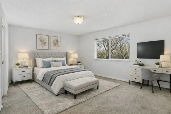 an empty room with windows