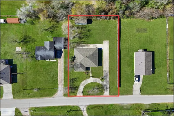 an aerial view of a house