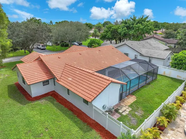 a view of city and green space