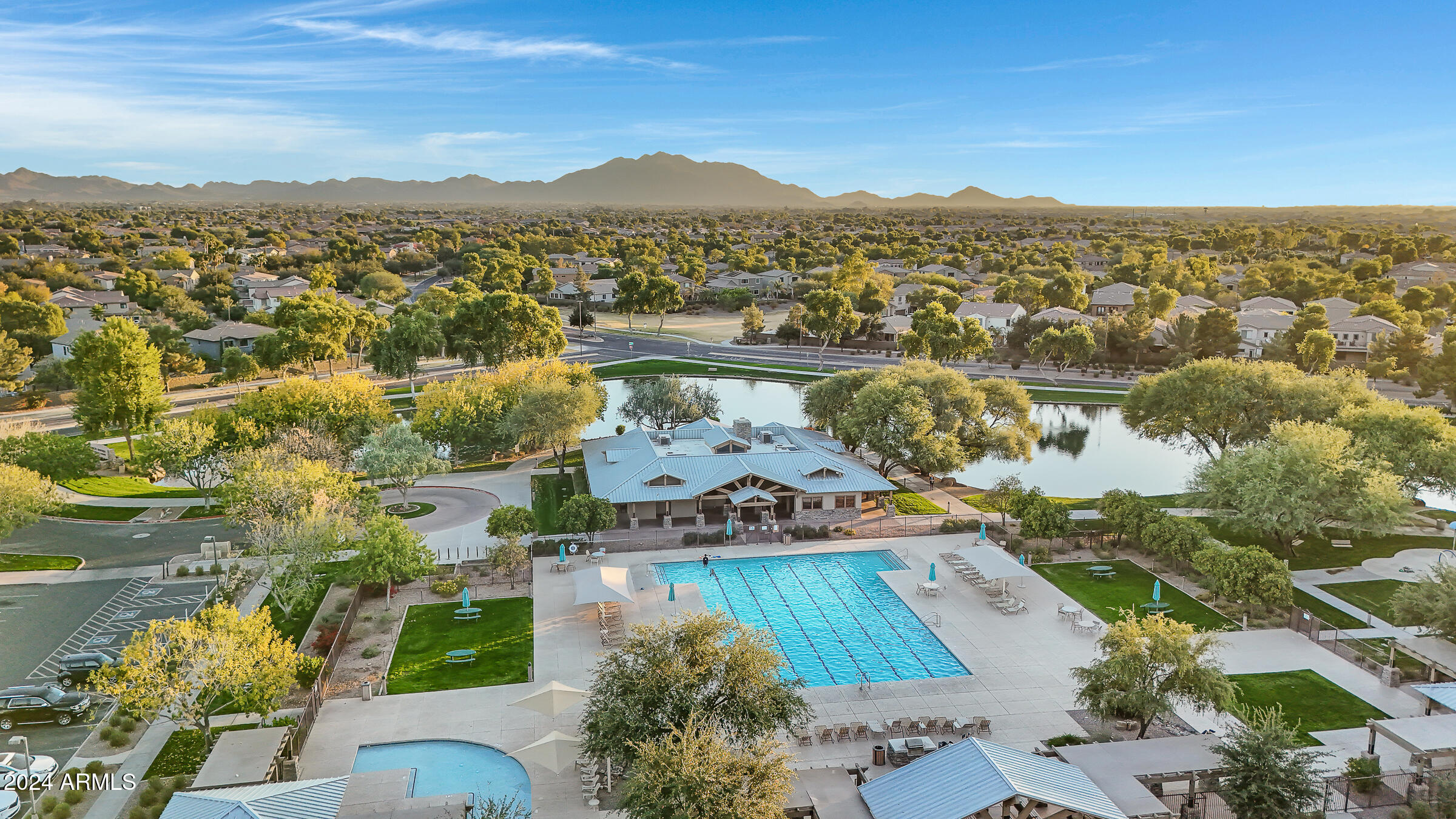 4741 East Timberline Road Gilbert, AZ 85297 - Photo 44 of 44 an aerial view of a house with a lake view