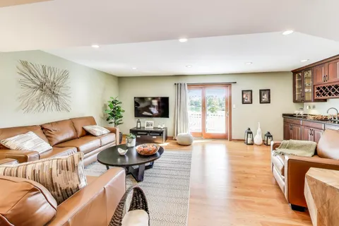 a living room with furniture and a couch
