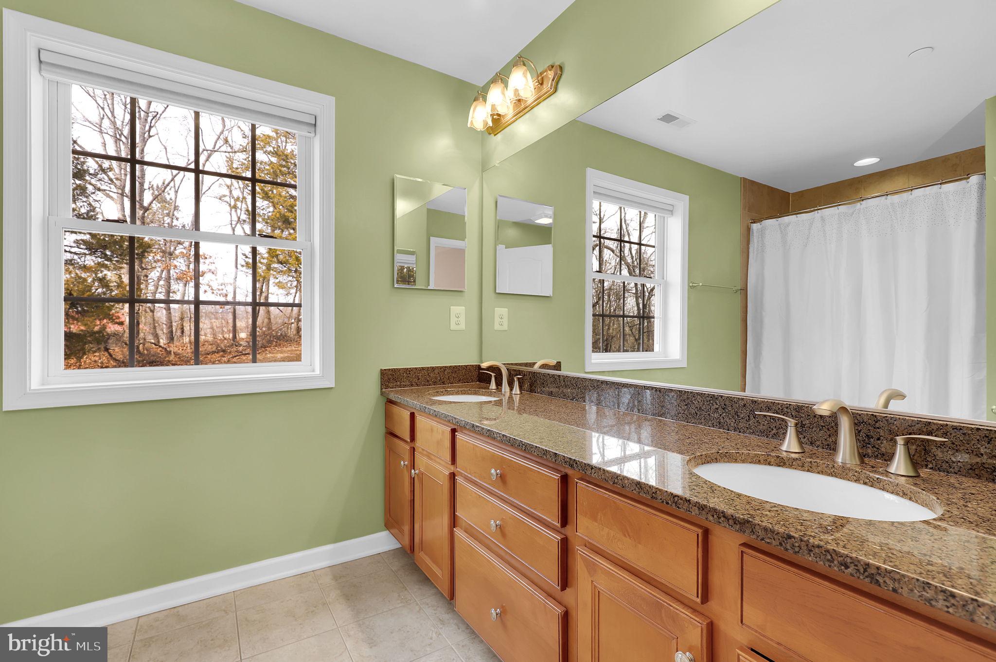 6024 Old Bohn Road Mount Airy, MD 21771 - Photo 32 of 46 a bathroom with a granite countertop sink and a window