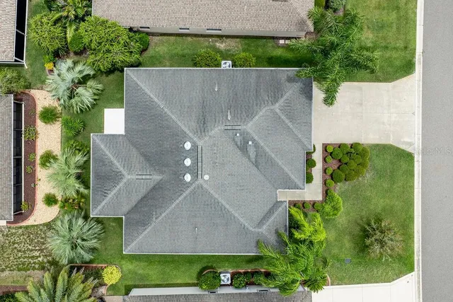 an aerial view of a house