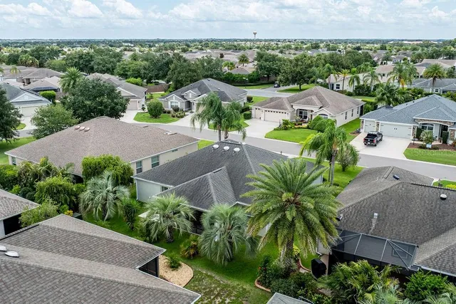an aerial view of a house