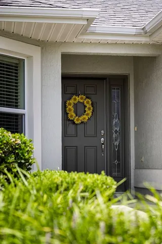 a view of a door of the house