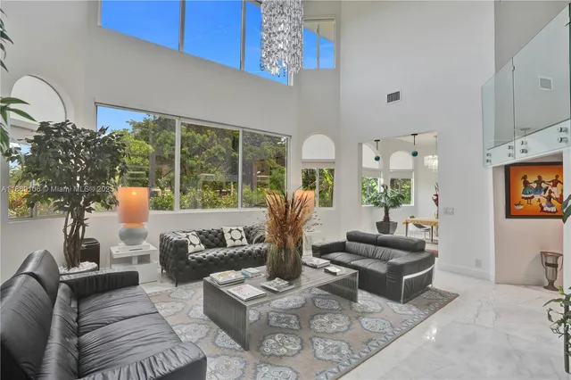 a living room with furniture potted plant and a window