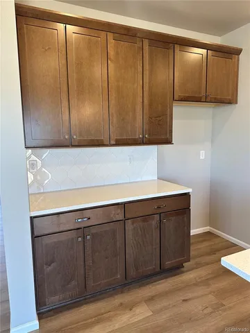 a view of wooden cabinets