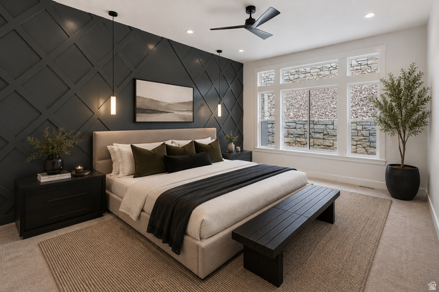 692 East Mountain Road North Ogden, UT 84414 - Photo 11 of 35 Accent wall featuring dark paneled millwork with integrated pendant lighting