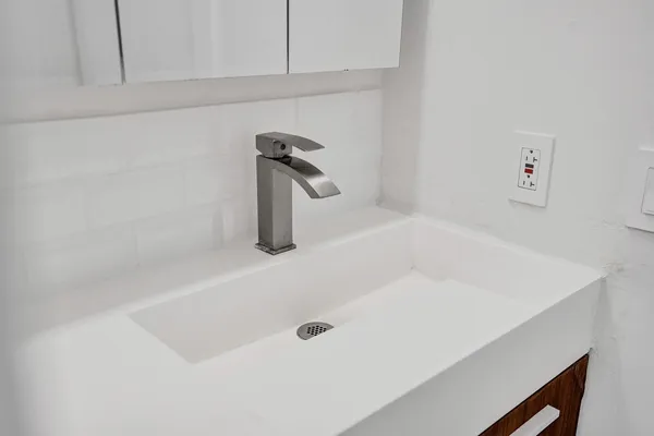 a close view of a bathtub in bathroom