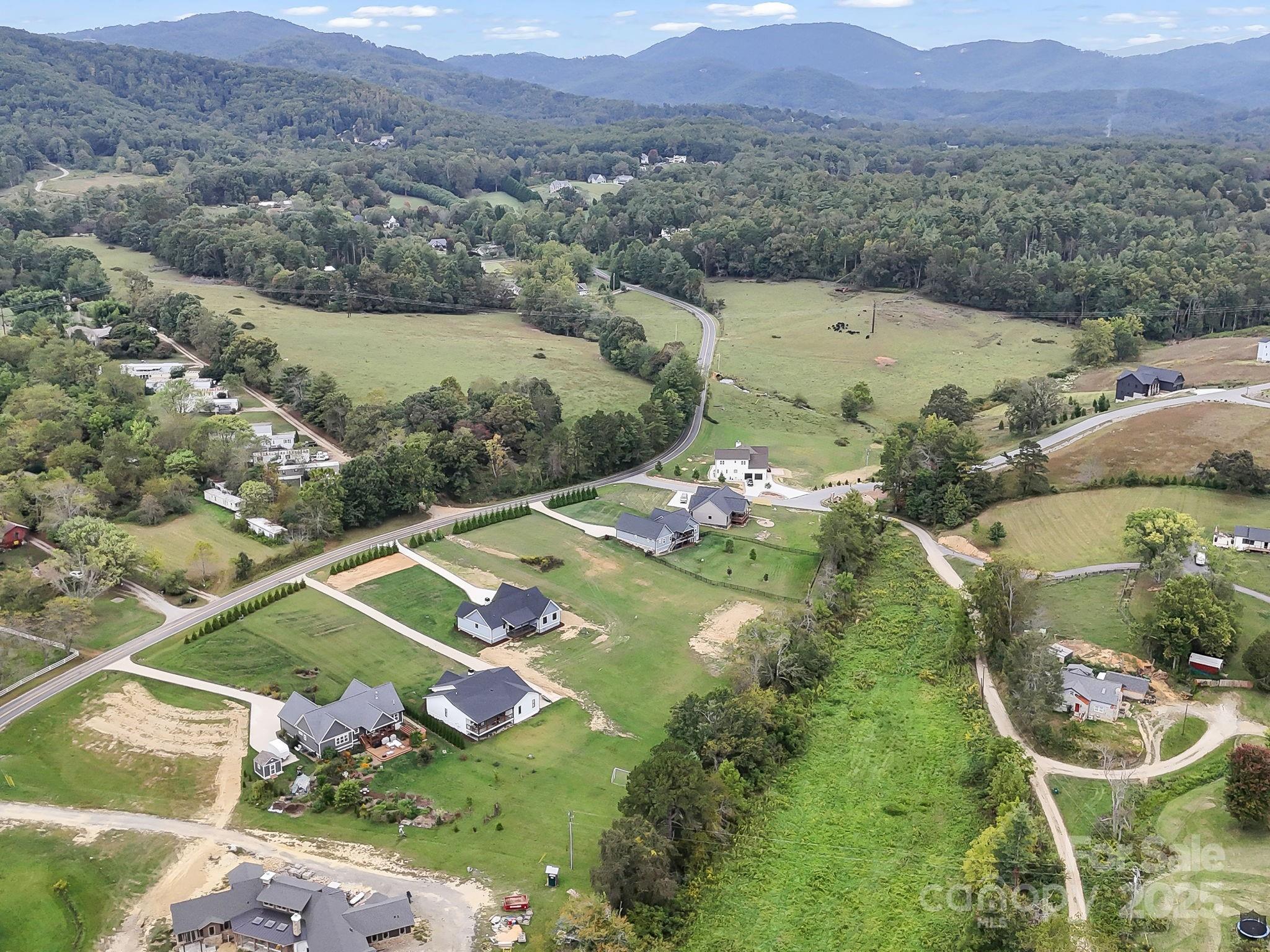 128 Gravely Branch Road Fletcher, NC 28732 - Photo 42 of 48 an aerial view of green landscape with trees houses and mountain view