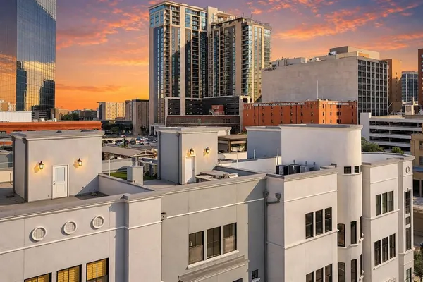 a view of a buildings with a city view