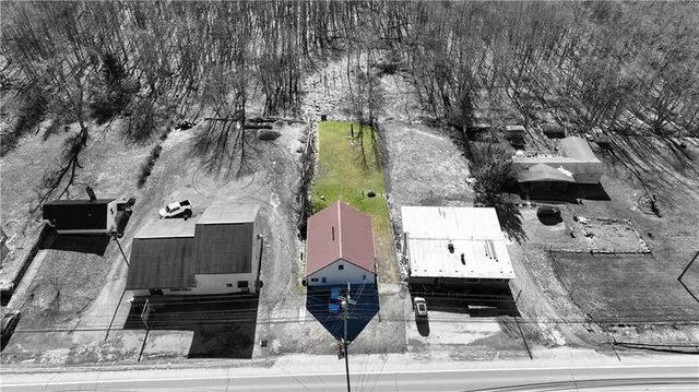 an aerial view of a large building