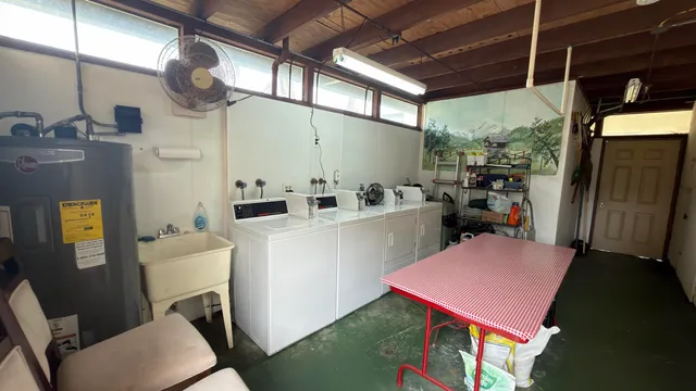 a balcony with furniture and city view