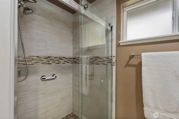 a bathroom with a shower
