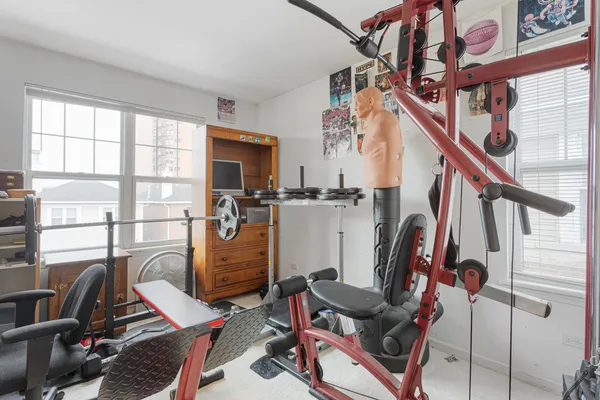 a view of a room with gym equipment