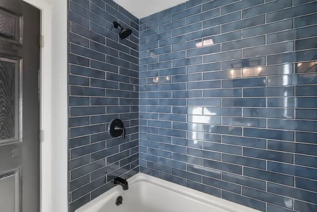 a bathroom with a bathtub