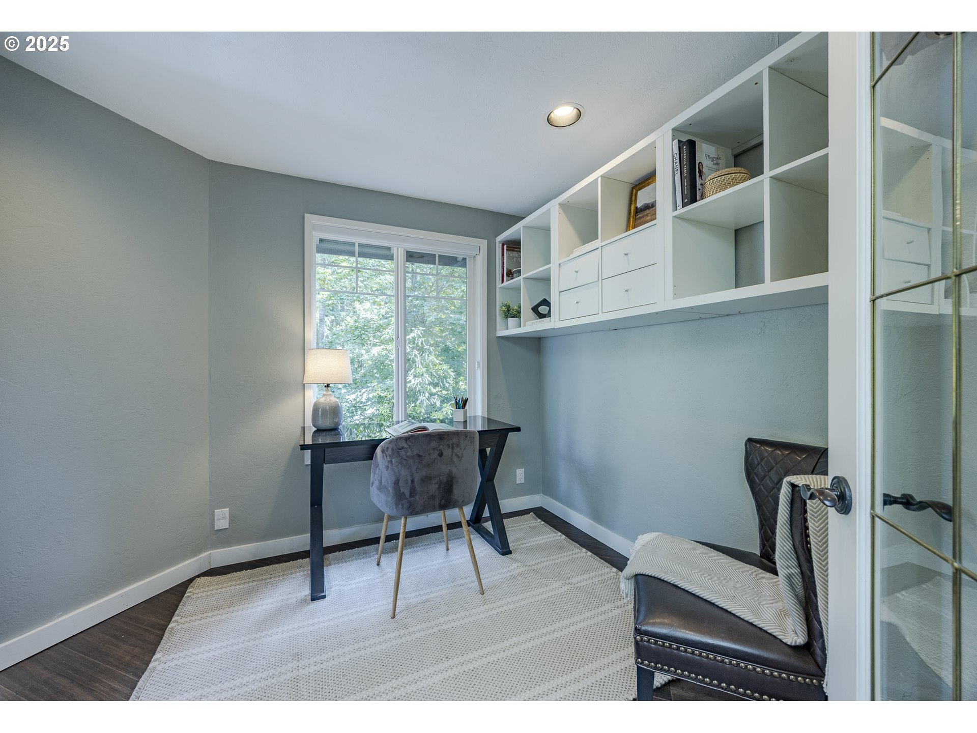 32518 Dillard Road Eugene, OR 97405 - Photo 28 of 45 a view of a workspace with furniture and a window