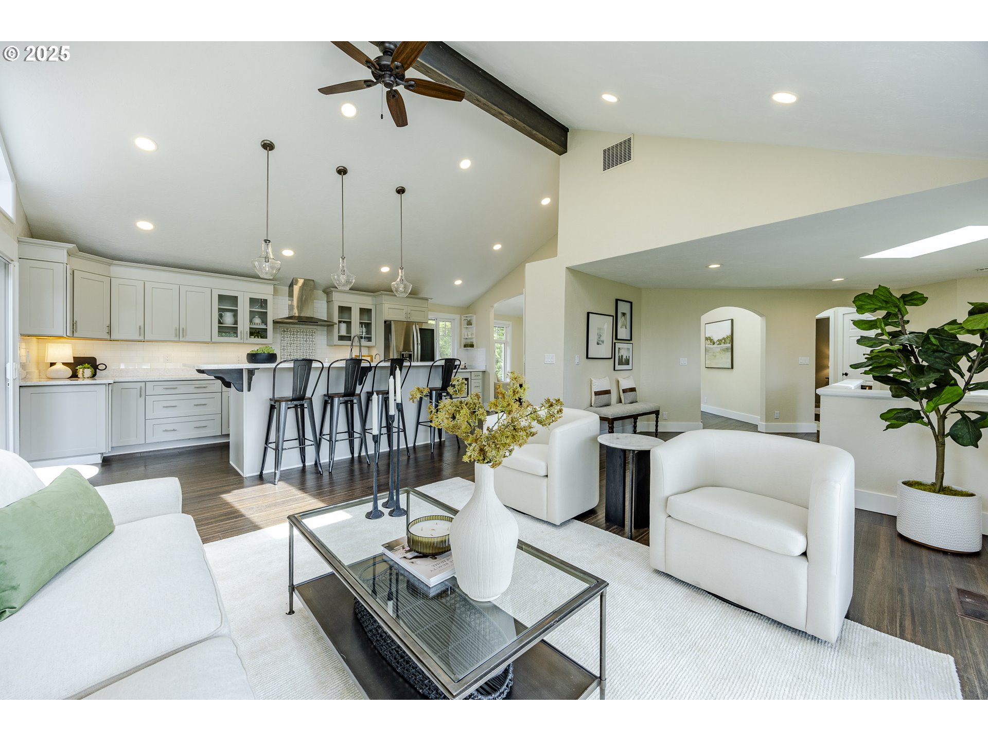 32518 Dillard Road Eugene, OR 97405 - Photo 10 of 45 a living room with lots of furniture and kitchen view