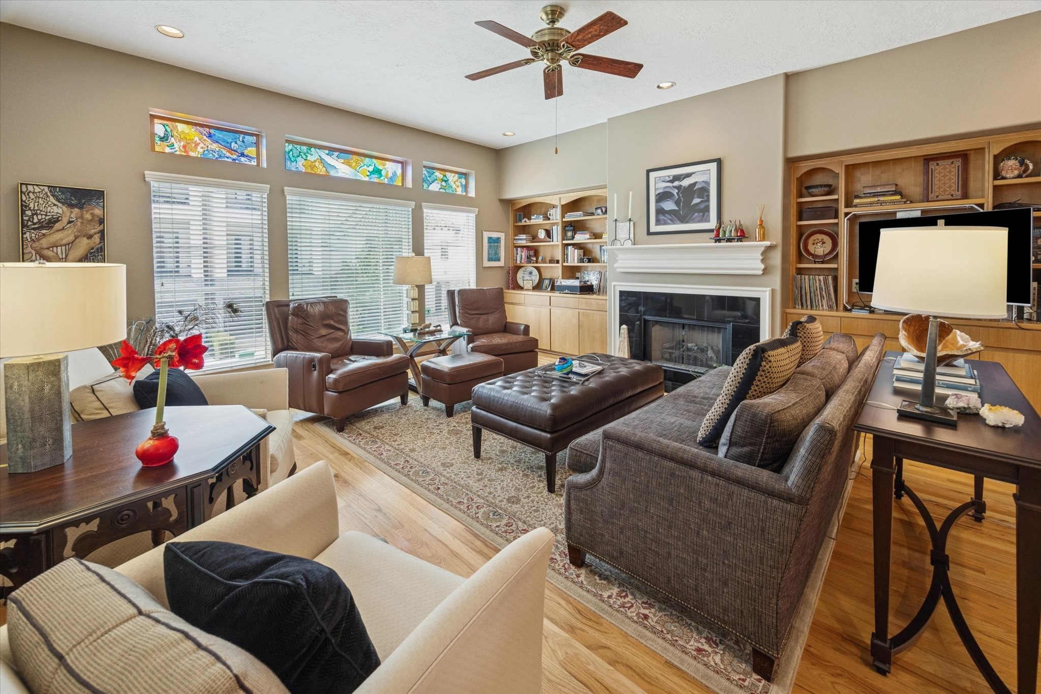 210 Malone Street Houston, TX 77007 - Photo 21 of 35 a living room with furniture fireplace and a large window