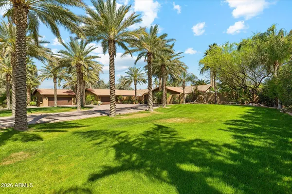 a view of a swimming pool with a garden