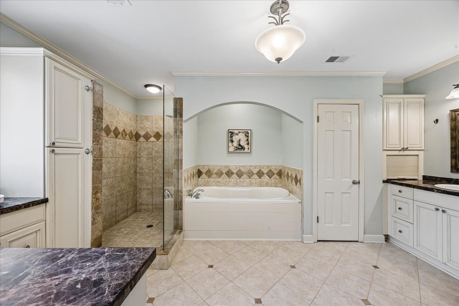 5311 South Angela Road Memphis, TN 38120 - Photo 23 of 40 a spacious bathroom with a granite countertop sink mirror and shower