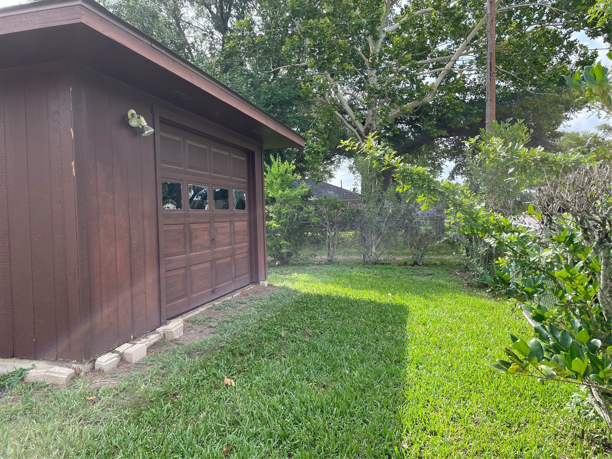 1733 Brumbelow Street Rosenberg, TX 77471 - Photo 33 of 36 a view of backyard with potted plants and large tree
