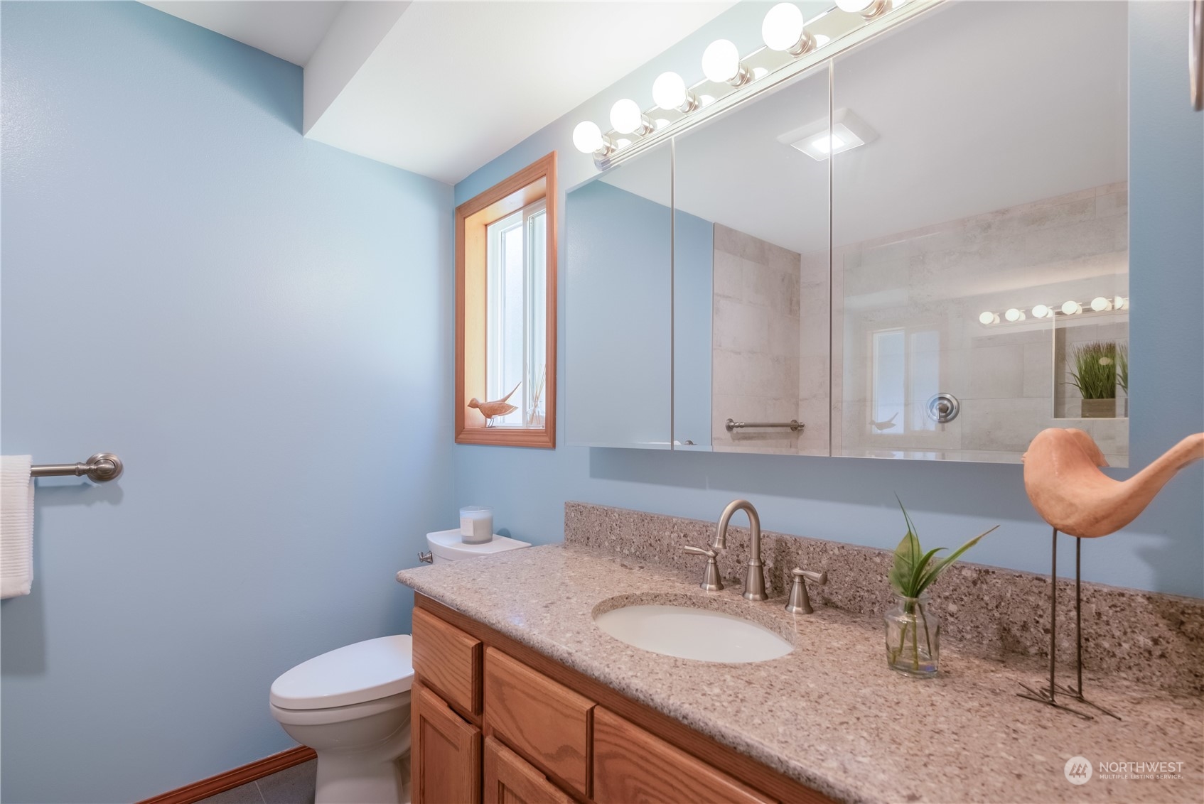 20014 34th Avenue Southeast Bothell, WA 98012 - Photo 10 of 22 a bathroom with a granite countertop sink a toilet and mirror