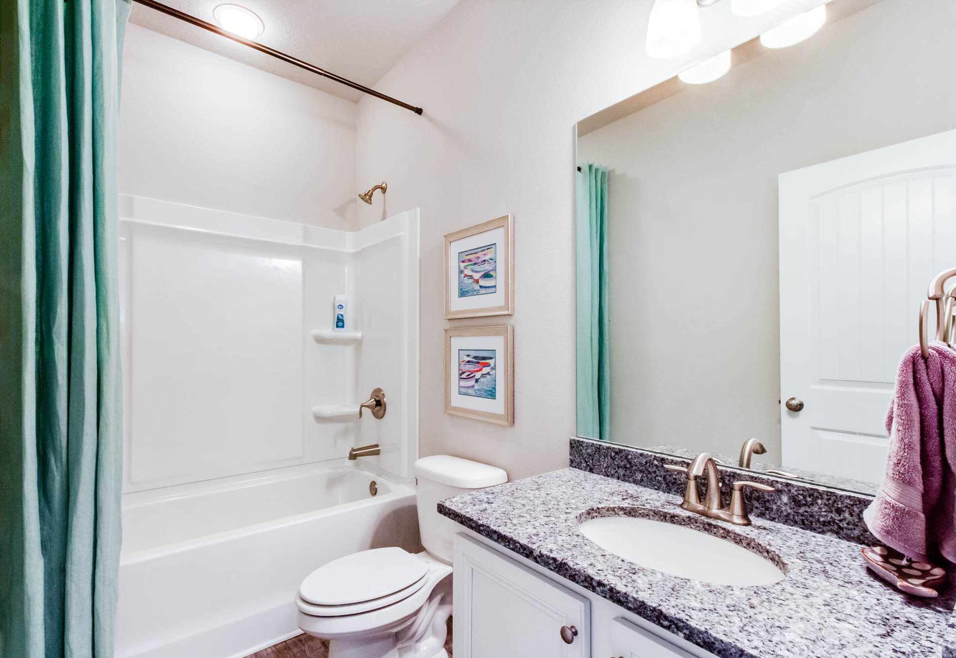219 Southern Pnes Road Santa Rosa Beach, FL 32459 - Photo 21 of 28 a bathroom with a granite countertop sink toilet and shower