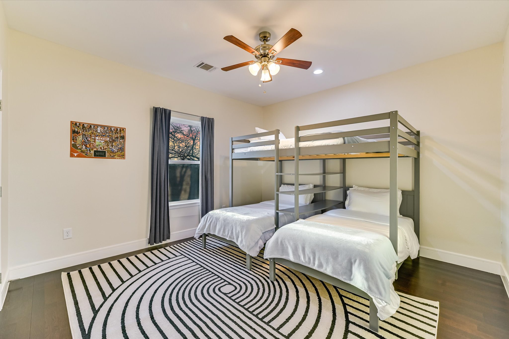8400 Taylorsville Road Dale, TX 78616 - Photo 18 of 38 Bedroom with dark wood finished floors, ceiling fan, and recessed lighting