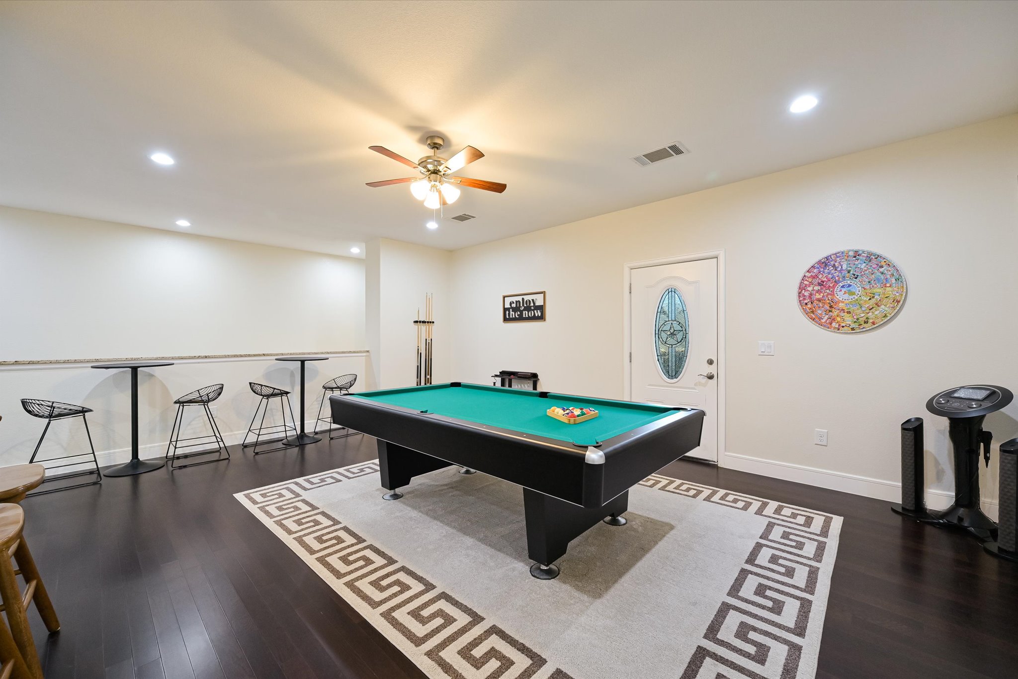 8400 Taylorsville Road Dale, TX 78616 - Photo 10 of 38 Game room featuring billiards table, dark wood-type flooring, recessed lighting, and ceiling fan
