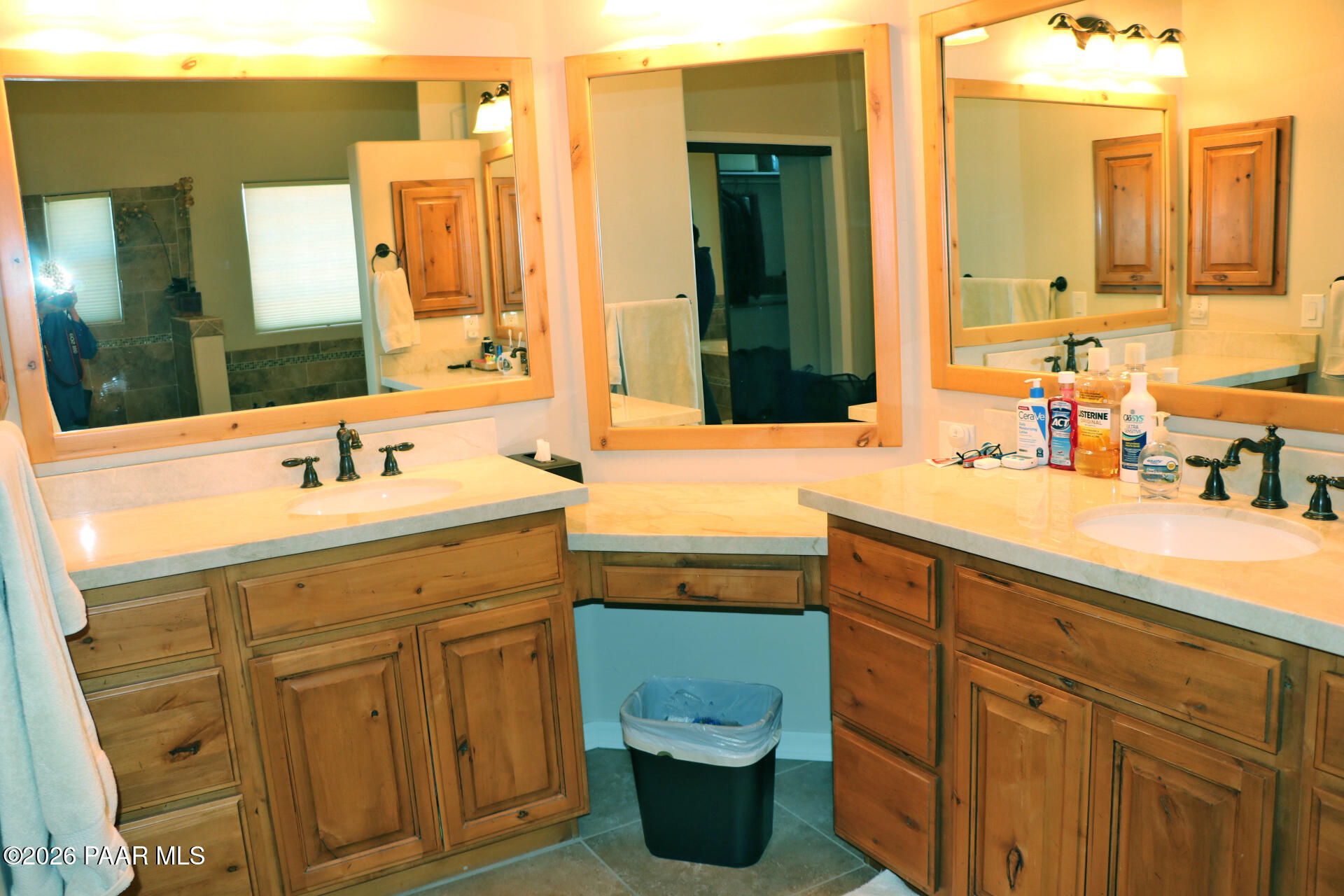 7051 Dillon Wash Road Prescott, AZ 86305 - Photo 15 of 31 a bathroom with a double vanity sink and a mirror