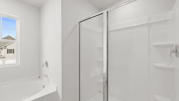 a bathroom with a bathtub