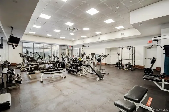 a view of a room with gym equipment