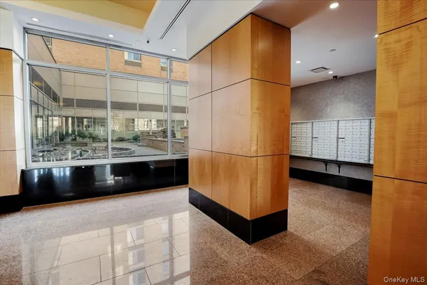 a view of a bathroom with a large window