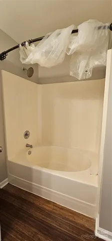 a bathroom with a bathtub