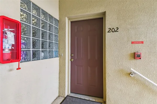 a view of wooden door