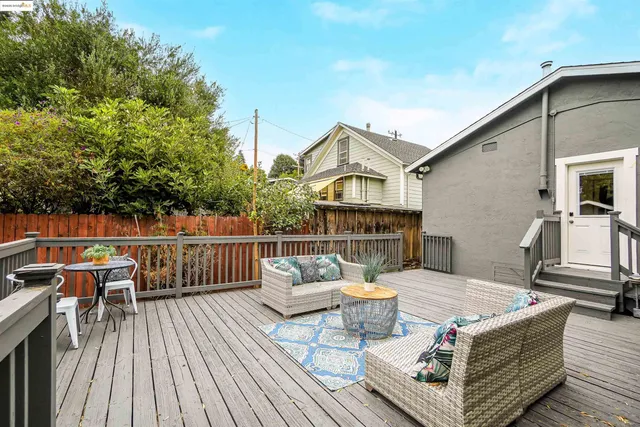 a view of a roof deck with couches