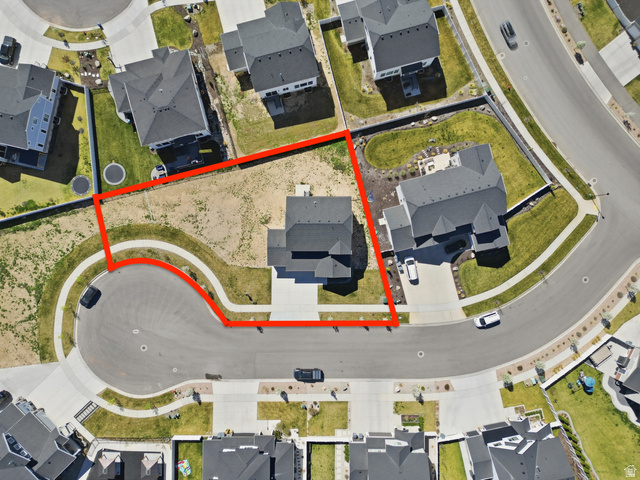 1353 Mapleton Hts Court Mapleton, UT 84664 - Photo 3 of 50 Red Boundary lines--Aerial view of residential area featuring property parcel outlined