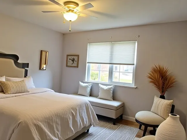 a bedroom with bed and a couch