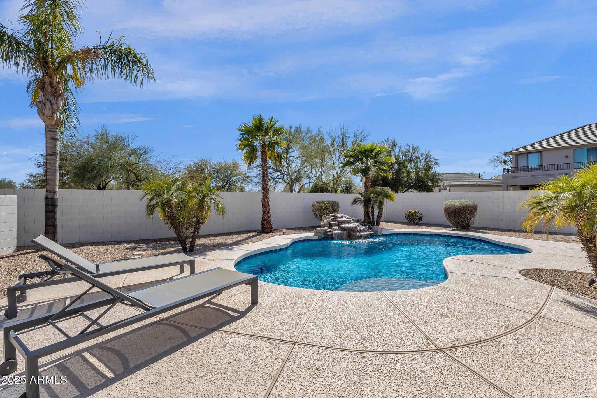 2417 West Apache Rain Road Phoenix, AZ 85085 - Photo 37 of 41 a view of a backyard with plants and swimming pool