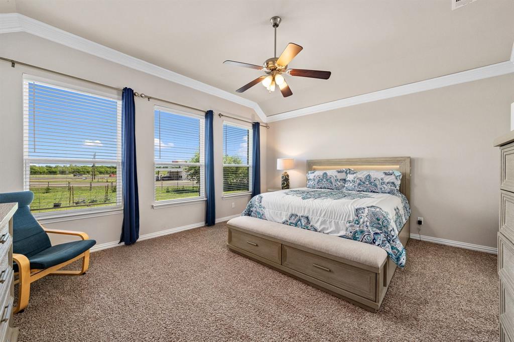 12700 Cold Spring Lane Ponder, TX 76259 - Photo 15 of 30 Master bedroom with scenic views of a large yard.