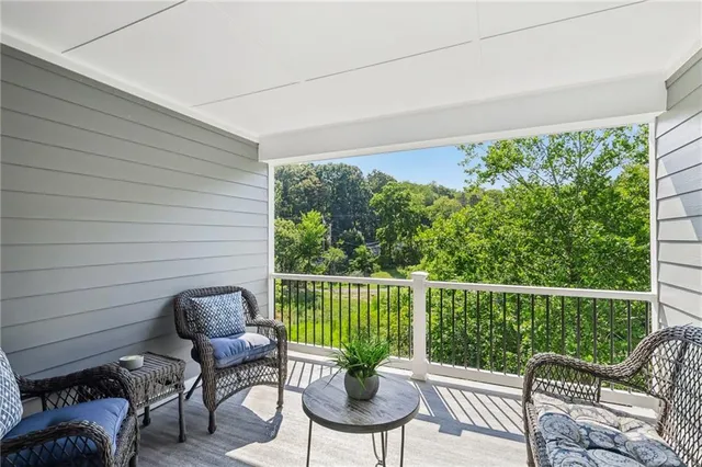 a view of a chair in wooden deck