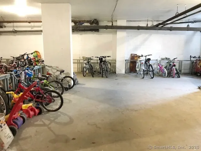 a view of a bathroom with a bathtub