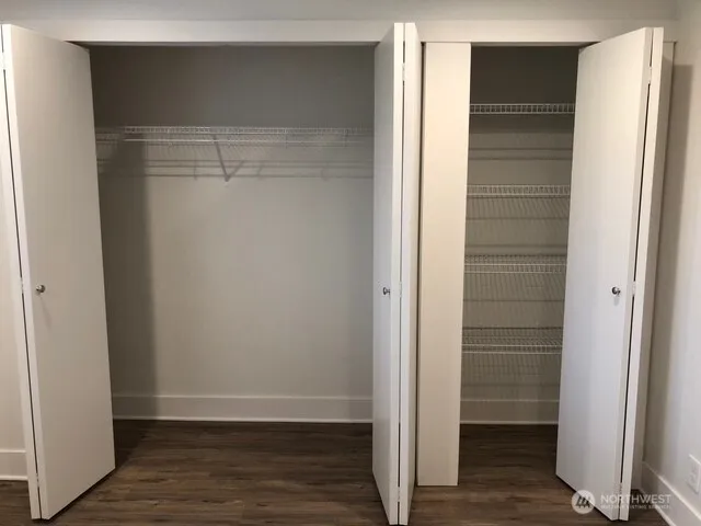 a view of an empty walk in closet