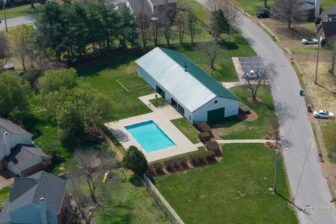 an aerial view of a house