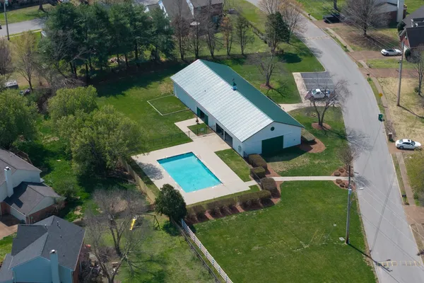 an aerial view of a house