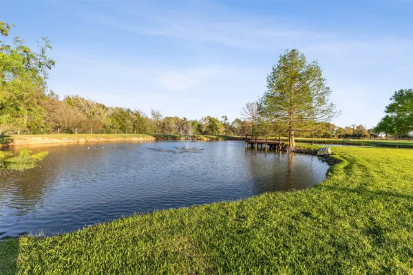 a view of a yard with swimming pool